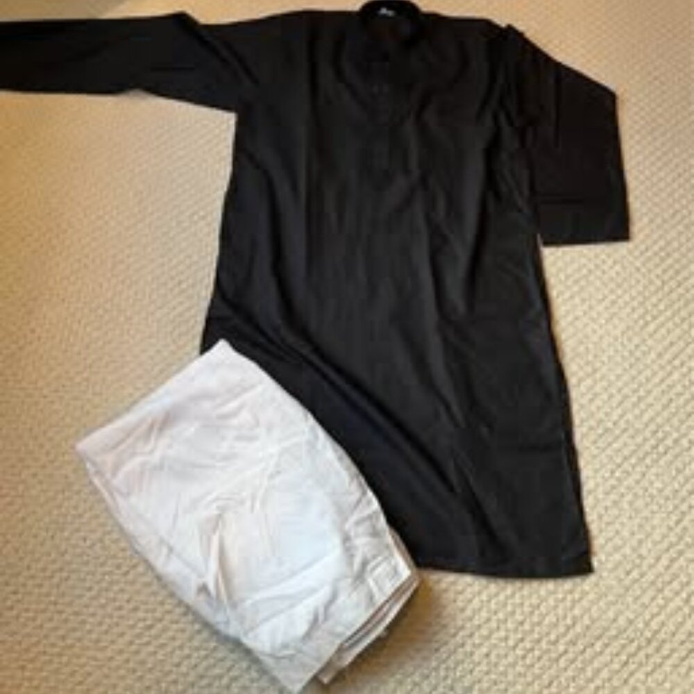 Gently used Boys black and white Kameez and shalwar set for 10-12 years